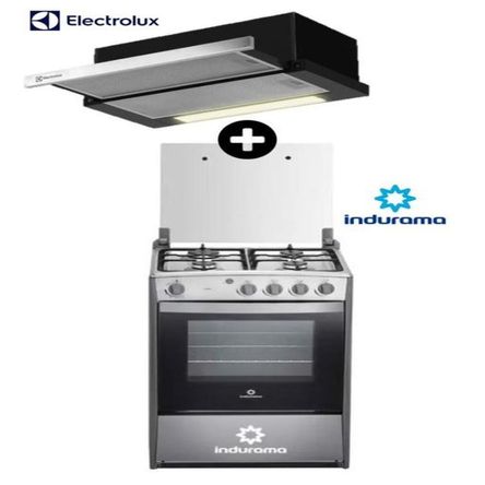COCINA CORUÑA 4 HORNILLAS CROMA INDURAMA + Campana Electrolux de 60 cm