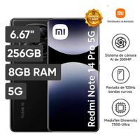 CELULAR XIAOMI REDMI NOTE 14 PRO 5G 256GB 8GB 200 MP 6.67"" NEGRO