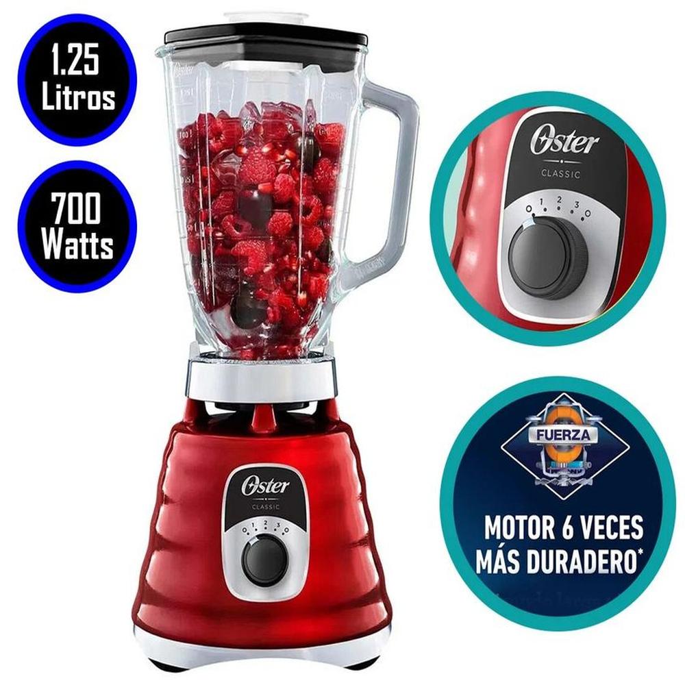 LICUADORA OSTER BLST4126R 3 VELOCIDADES 1.25LT 700W ROJO