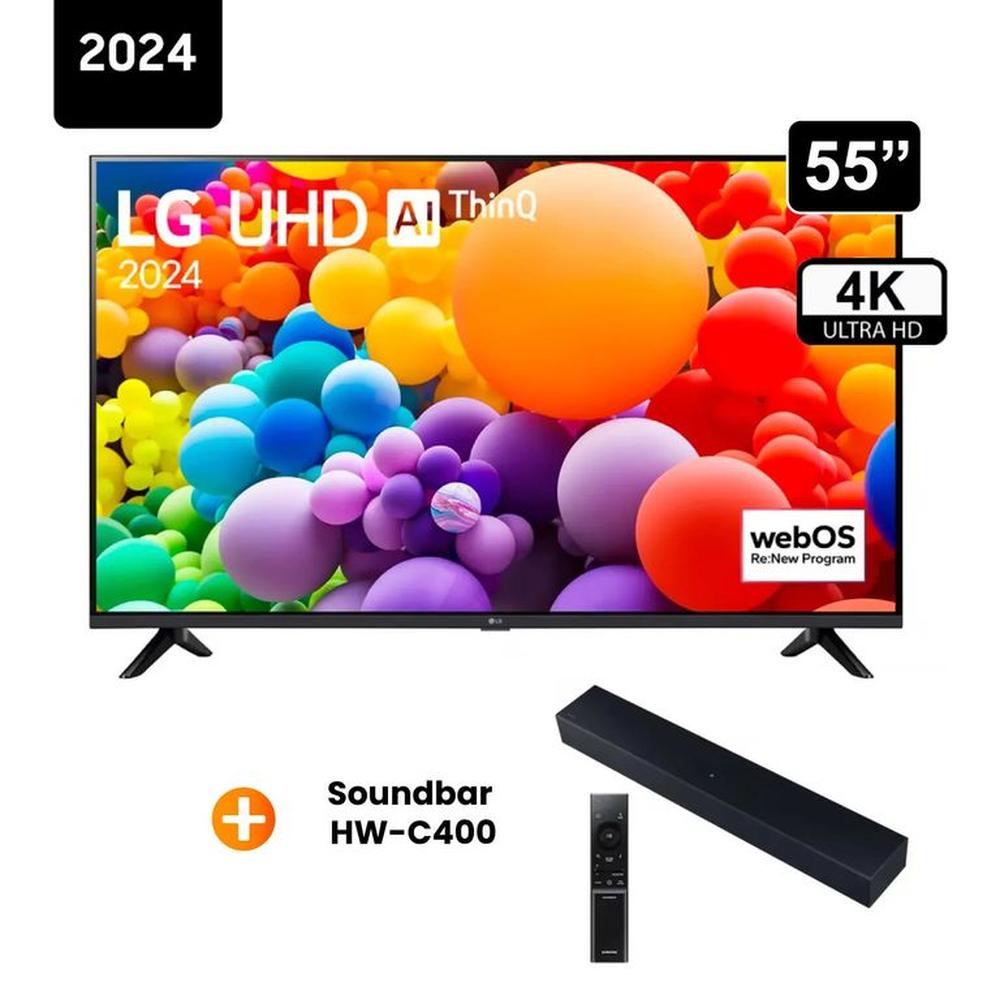 Televisor LG 55 Pulg. LED Smart TV 4K UHD ThinQ AI 55UT7300 + Soundbar HW-C400
