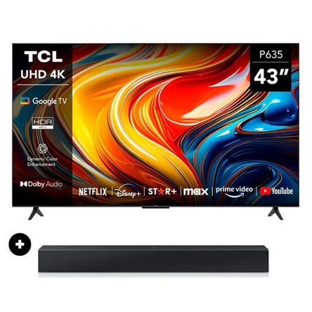 Televisor TCL 43 UHD 4K LED Smart Tv 43P635 Google TV + SoundBar Televisor TCL 43 UHD 4K LED Smart Tv 43P635 Google TV + SoundBar