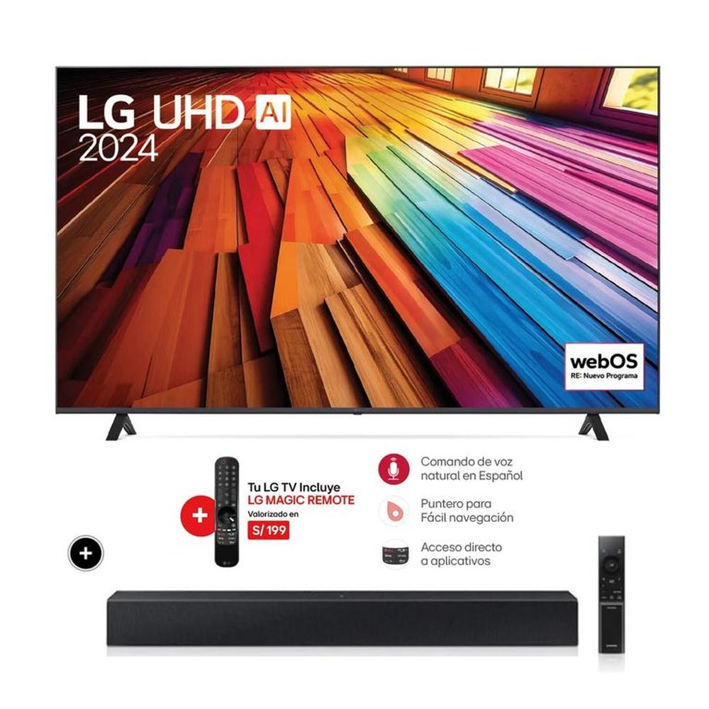 TELEVISOR LG LED 4K ULTRA HD 75 SMART TV CON THINQ AI 75UT8050PSB + BARRA TELEVISOR LG LED 4K ULTRA HD 75 SMART TV CON THINQ AI 75UT8050PSB + BARRA