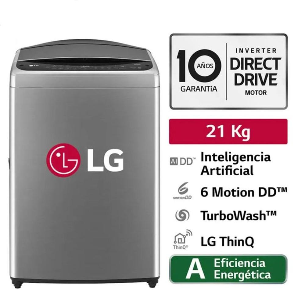 LAVADORA LG CARGA SUPERIOR 21 KG LAVADO AIDD INTELIGENCIA ARTIFICIAL WT21VV6 ASSGP PLATEADO LAVADORA LG CARGA SUPERIOR 21 KG LAVADO AIDD INTELIGENCIA ARTIFICIAL WT21VV6 ASSGP PLATEADO