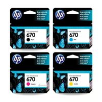 Kit Tinta HP 670 Cyan, Magenta, Amarillo, Negro