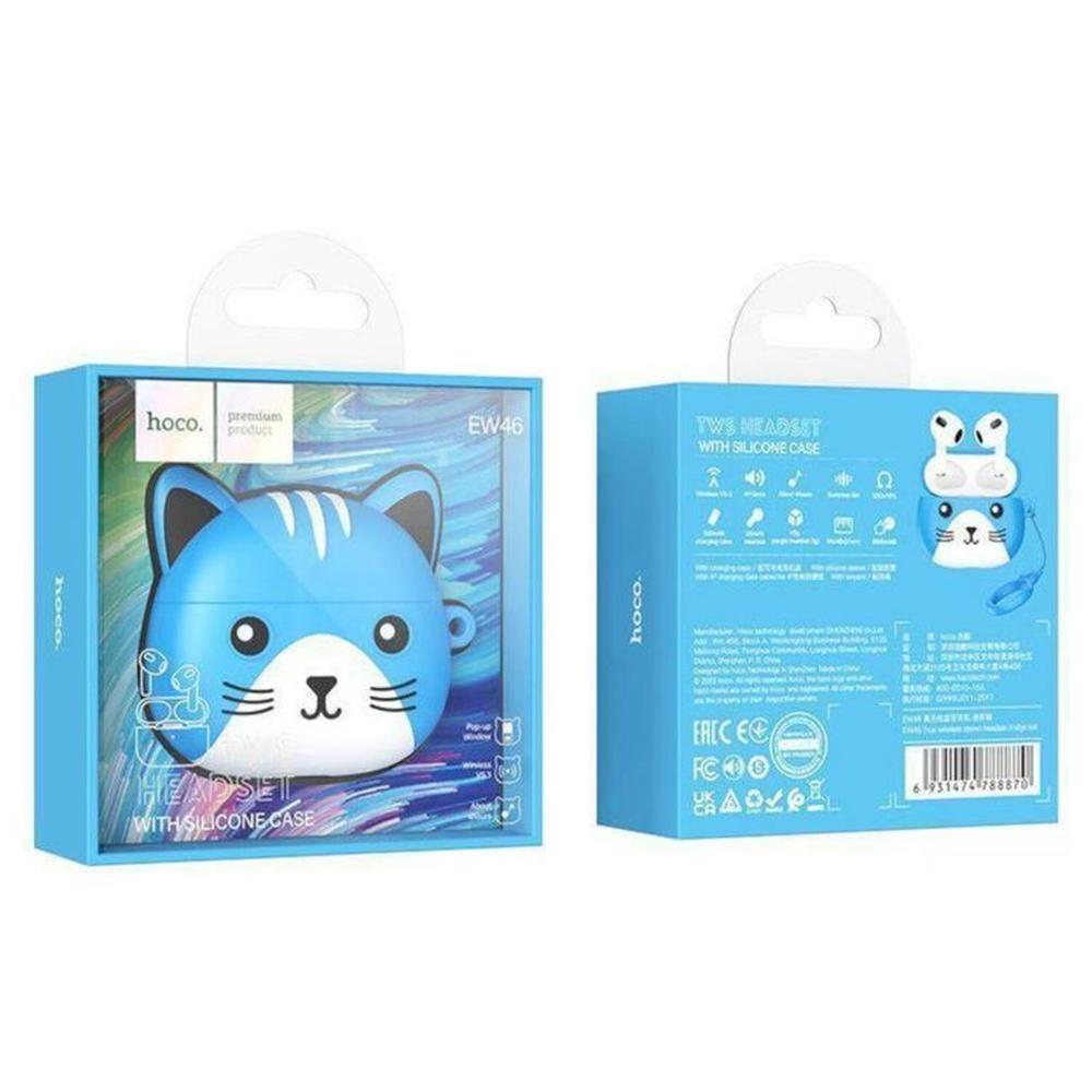 AUDÍFONOS INALÁMBRICOS EW48 AURICULARES BLUETOOTH FUNDA GATO CELESTE AUDÍFONOS INALÁMBRICOS EW48 AURICULARES BLUETOOTH FUNDA GATO CELESTE