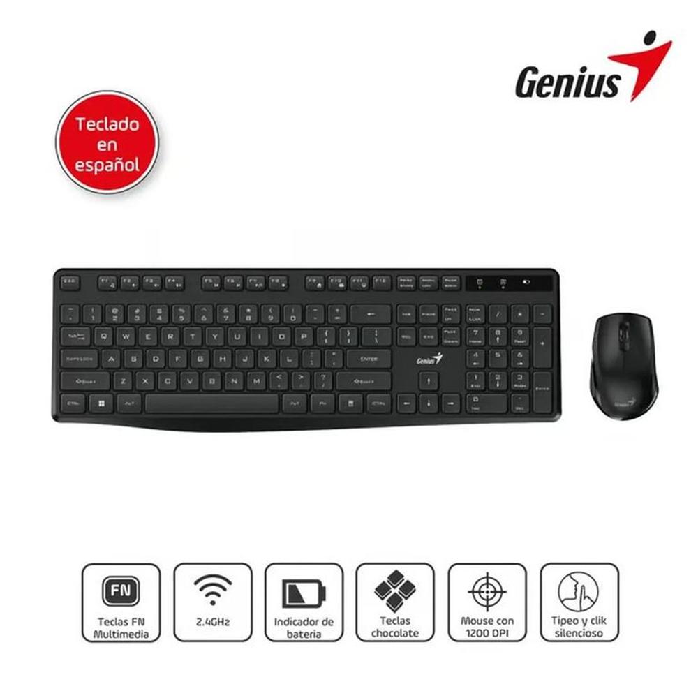 Teclado Genius con Mouse wireless KM-8206S USB multimedia black Teclado Genius con Mouse wireless KM-8206S USB multimedia black