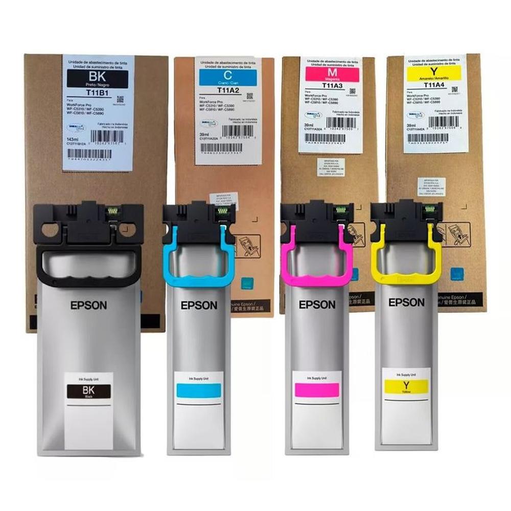 kit Tinta Epson T11B y T11A Negro y Colores Pro WF-C5390 C5810 C5890
