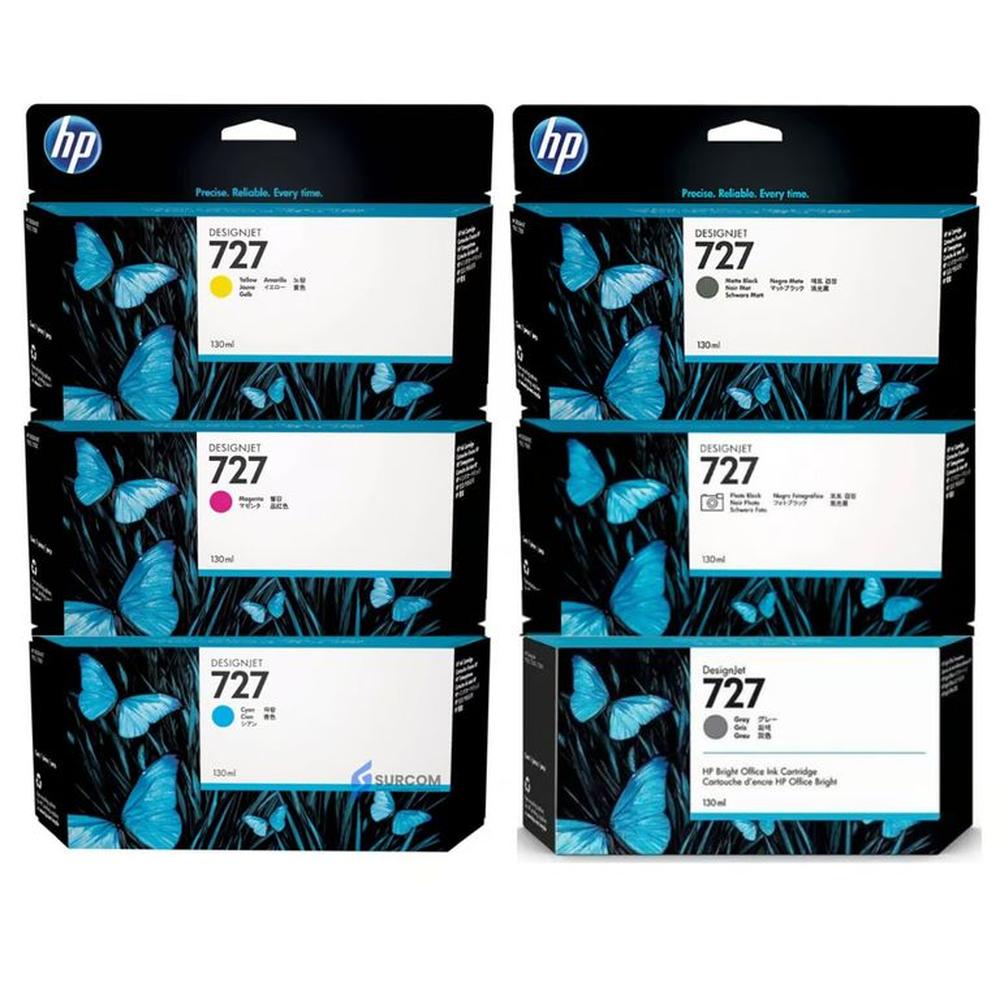 Kit Tinta HP 727 Cyan Magenta Amarillo Mate/Black Photo/Black Gray