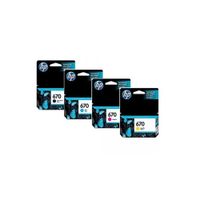 Kit Tinta HP 670 Cyan, Magenta, Amarillo, Negro