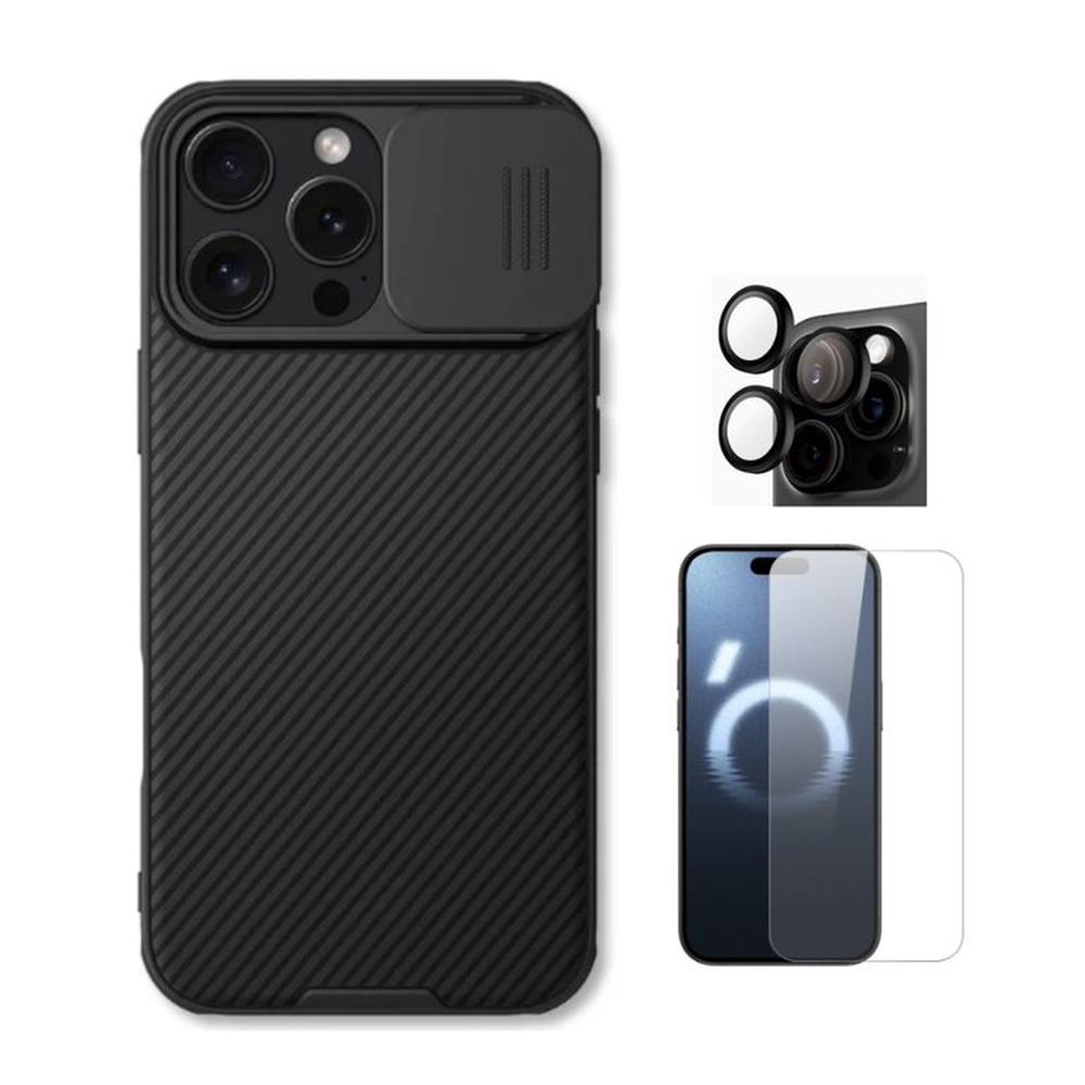 CASE NILLKIN CAMSHIELD IPHONE 16 PRO Y VIDRIOS CASE NILLKIN CAMSHIELD IPHONE 16 PRO Y VIDRIOS