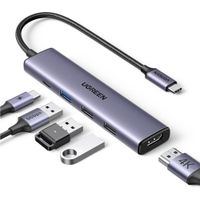 Adaptador Ugreen Usb-c Hub 5 En 1, 1 Hdmi 4k, 3 Usb, 1 Type-c 100w