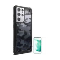 CASE RINGKE FUSION X CAMUFLADO SAMSUNG S21 ULTRA Y VIDRIO