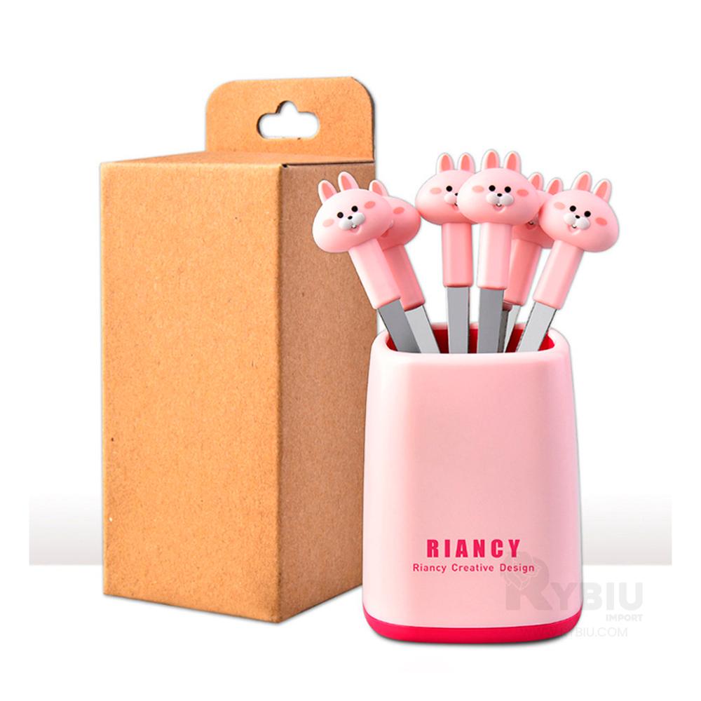 Cubierto Divertido de Conejo Color Rosado Y+Gift Stickers