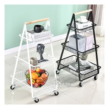 Estante Triangular de 3 Niveles con Ruedas Blanco