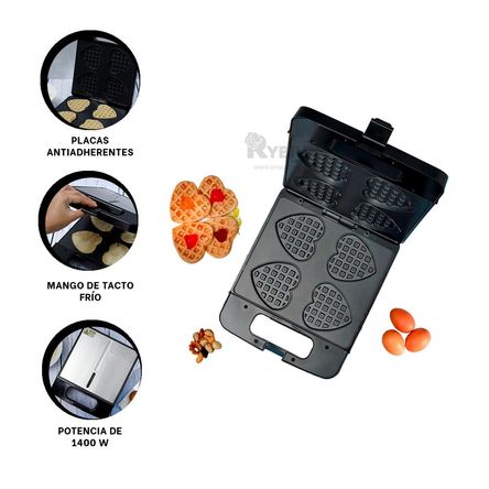 Maquina de Waffle para Cocina en Negro Y+Regalo Stickers