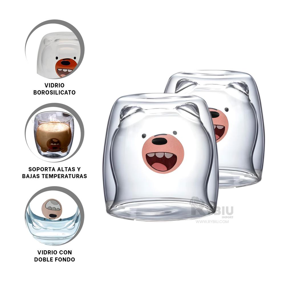 Taza Util de Doble Capa Transparente Y+Banderitas Adhesivas