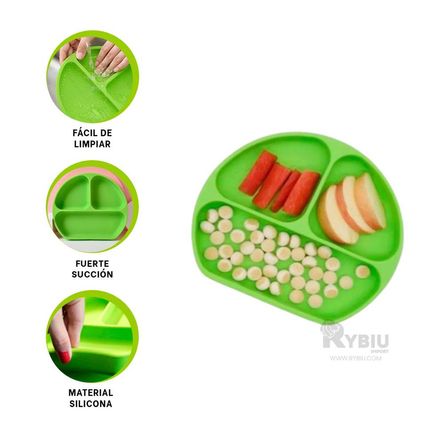 Tazon de Comida de Bebe en Verde Y+Banderitas Adhesivas