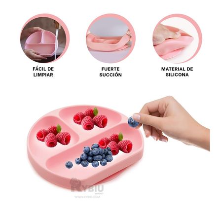 Tazon Dinamico de Bebe 3 Divisiones Rosado Y+Ligas de Regalo Tazon Dinamico de Bebe 3 Divisiones Rosado Y+Ligas de Regalo