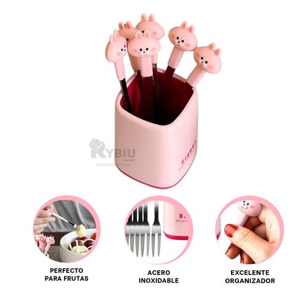 Tenedor Idoneo de Sapo en Color Rosado Y+Ligas de Regalo Tenedor Idoneo de Sapo en Color Rosado Y+Ligas de Regalo