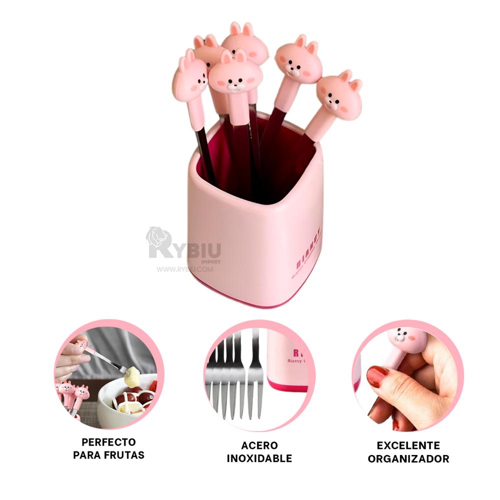 Tenedor Idoneo de Sapo en Color Rosado Y+Ligas de Regalo