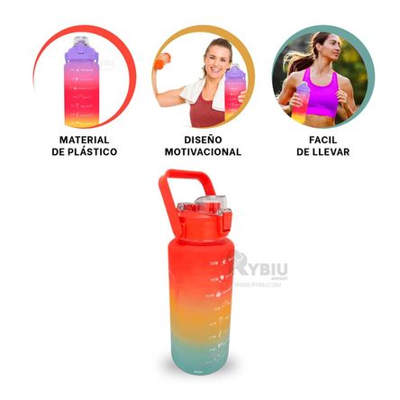 Botella para Agua Multicolor 2Lt Y+Banderitas Adhesivas