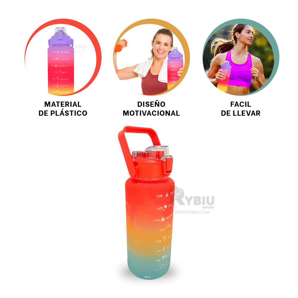 Botella para Agua Multicolor 2Lt Y+Banderitas Adhesivas