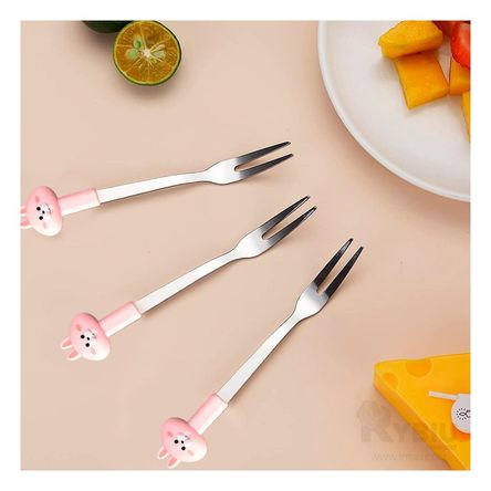 Mini Tenedor Inoxidable de Conejo Rosado Y+Regalo Stickers Mini Tenedor Inoxidable de Conejo Rosado Y+Regalo Stickers