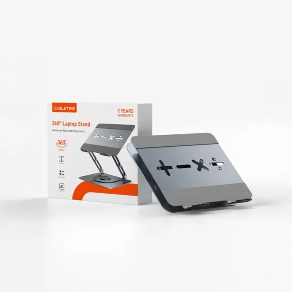 Soporte De aluminio Plegable para Laptop Cabletime Giratorio 360 Grados Ajustable
