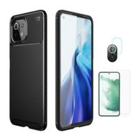 CASE CARBONO AUTOFOCUS XIAOMI MI 11 LITE Y VIDRIOS