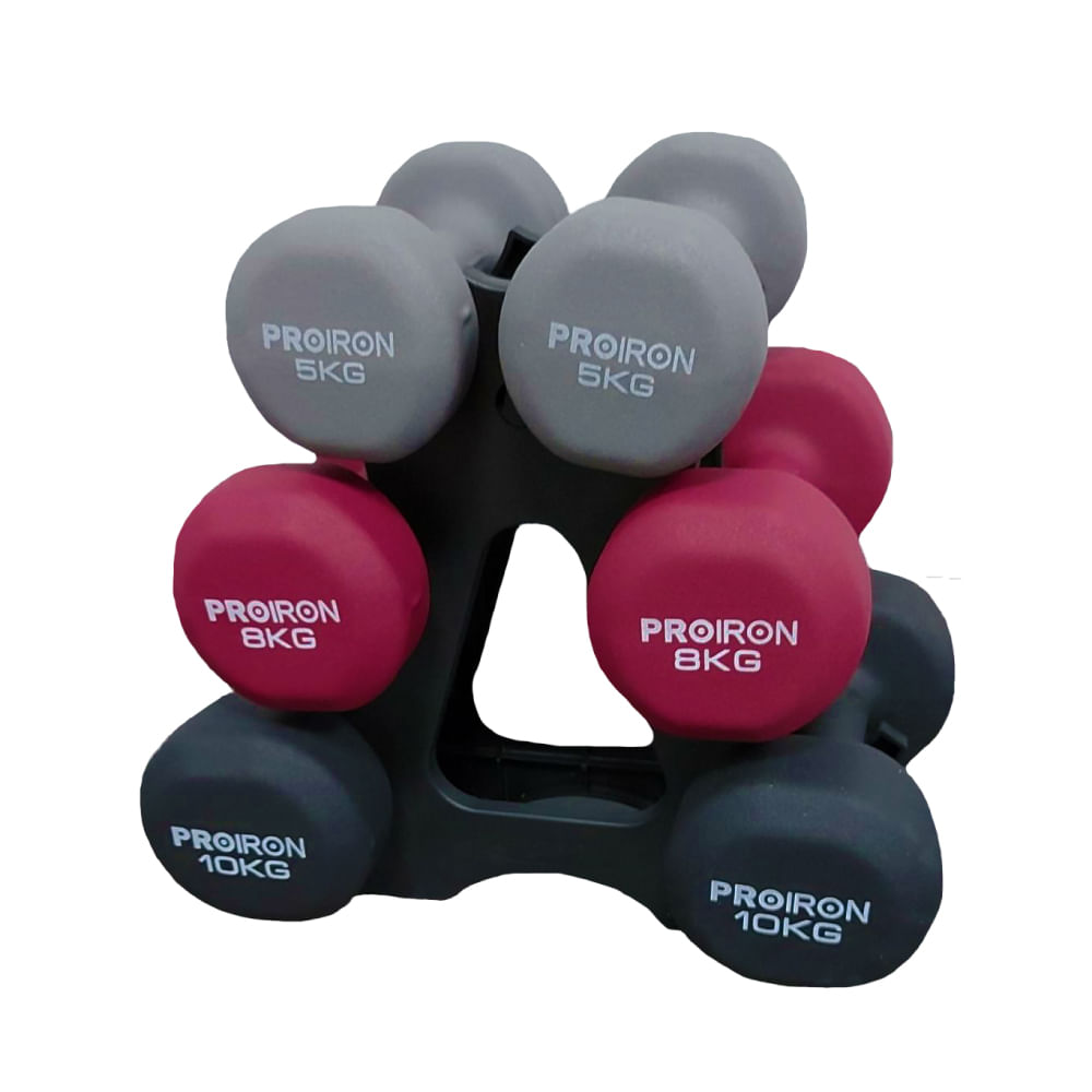 Set de mancuernas de neopreno Proiron de 5kg 8kg y 10kg