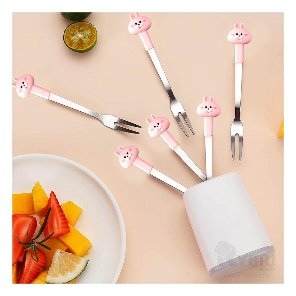 Mini Tenedor Minimalista de Conejo Rosado Y+Regalo Agendita