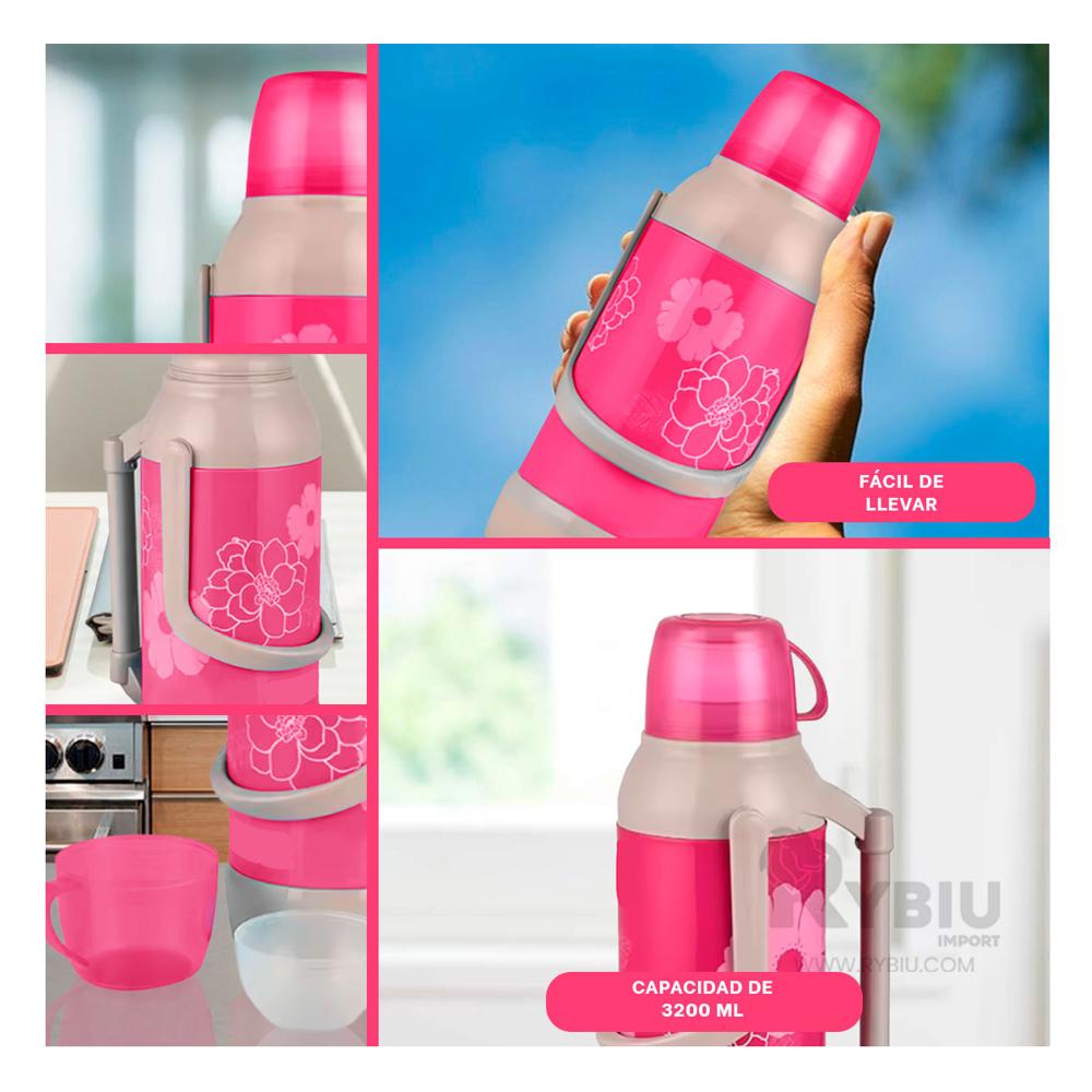 Termo Moderno en Color Rosado Y+Papel de Regalo