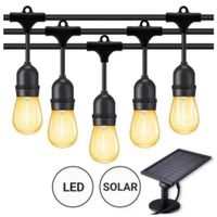 Guirnalda Luces Vintage 20 Focos 10M de Cable Solar y Corriente Terraza Jardin Negocios Hogar