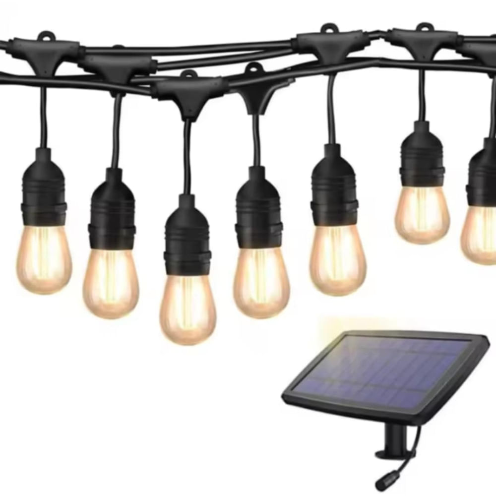 Guirnalda Luces Vintage 20 Focos Solar 10M de Cable para Terraza Jardin Negocios Hogar
