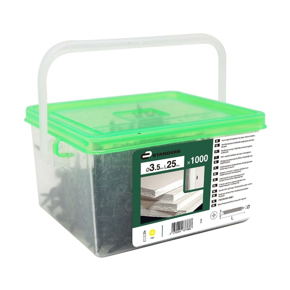 Tornillo Ph Bugle Fosfat 3.5x25mm para drywall 1000 unidades Standers
