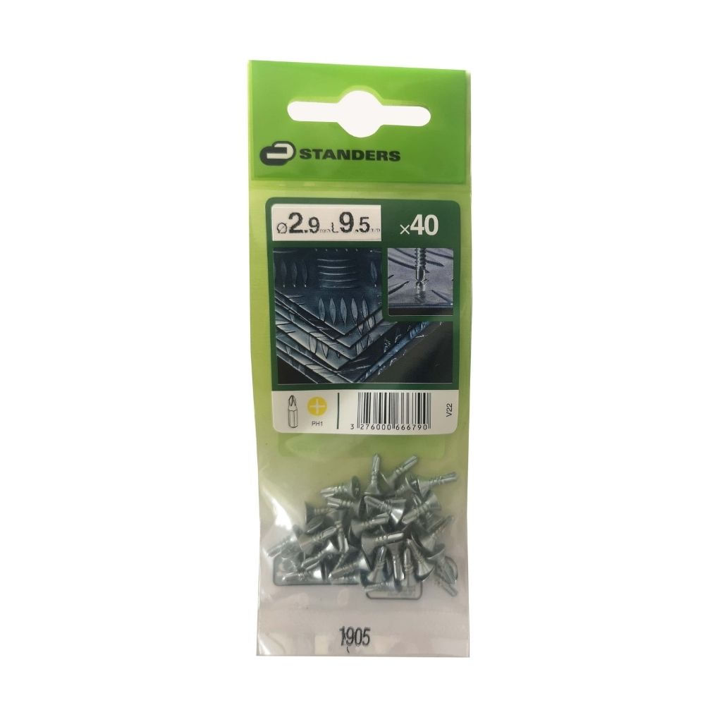 Tornillo Autoperforante Ave C.ph 2.9x9.5mm para acero 40 unidades Standers