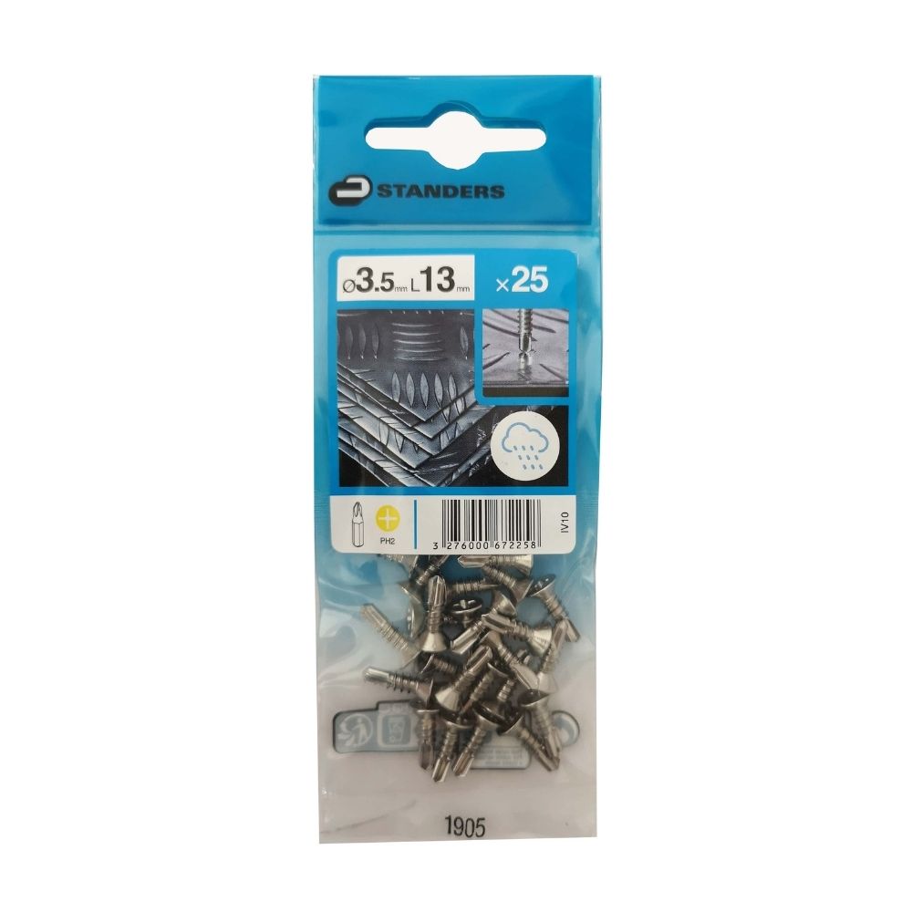 Tornillo Rosca Autoperforante Ph Inoxidable 3.5x13 25 unidades Standers