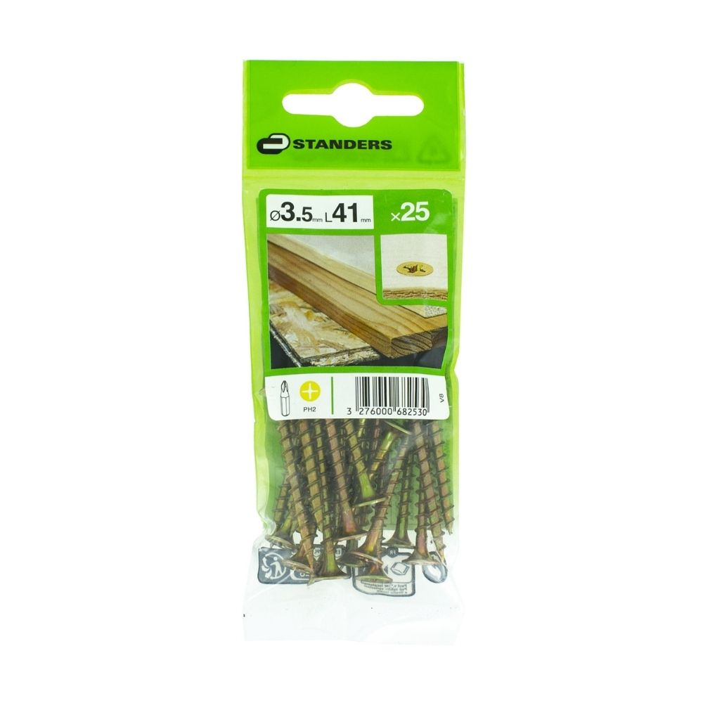 Tornillo para Madera Standers Bugle Ph Grande de Acero 3.5x41 Juego de 25 Unidades