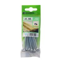Tornillo Pz C. Redonda Zinc 4x50mm para madera 15 unidades Standers