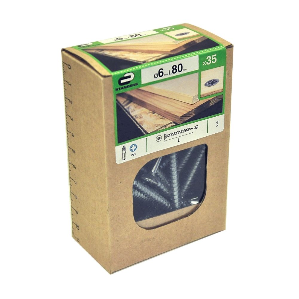 Tornillo Aglomerado Cs Pz Acero 6x80 35 unidades Standers