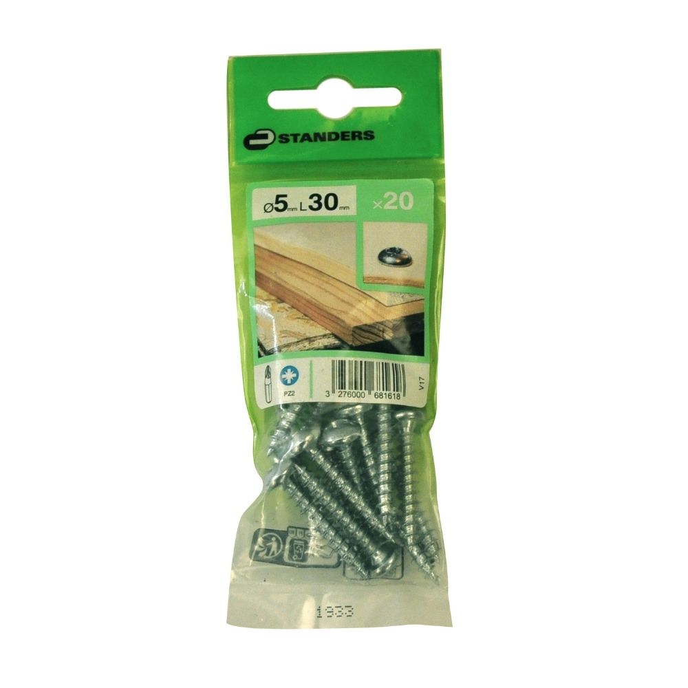 Tornillo Aglomerado Redondo Pz Acero 5x30 20 unidades Standers