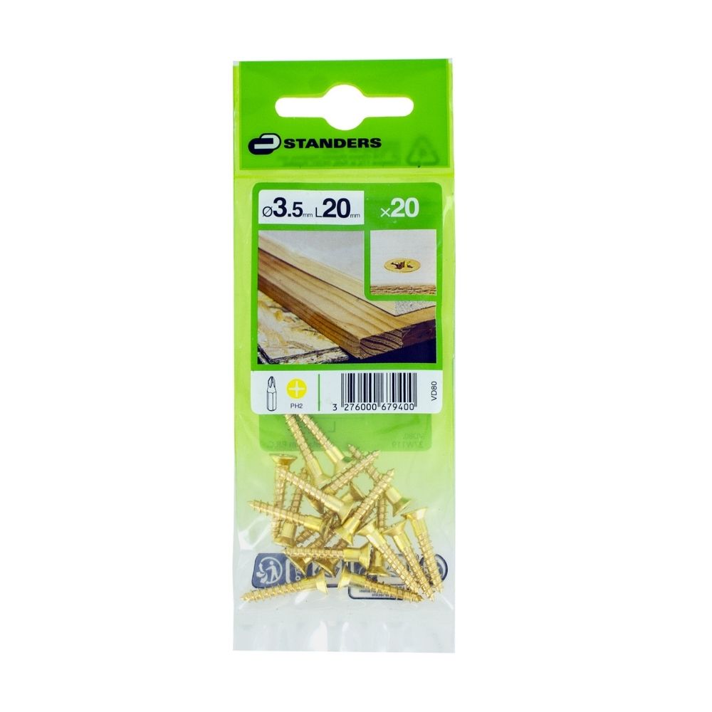 Tornillo Madera Cs Ph Laton 3.5x20 20 unidades Standers