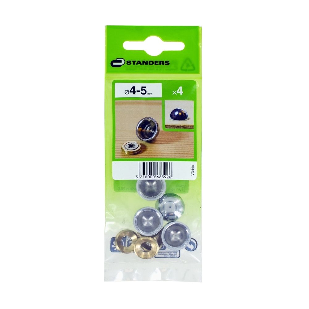 Tapa para tornillo Redondo Laton Cromado D4-5 4 unidades Standers