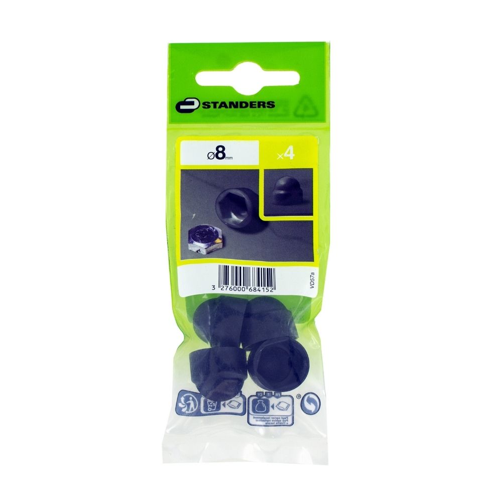 Tapa para tornillo Hexagonal Plástico Negro D8 4 unidades Standers