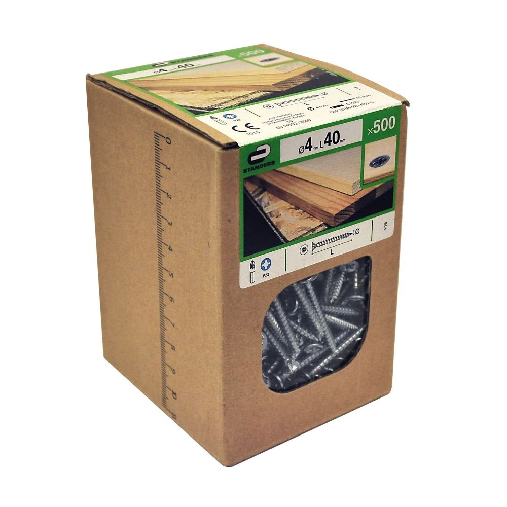 Tornillo Aglomerado Cs Pz Acero 4x40 500 unidades Standers