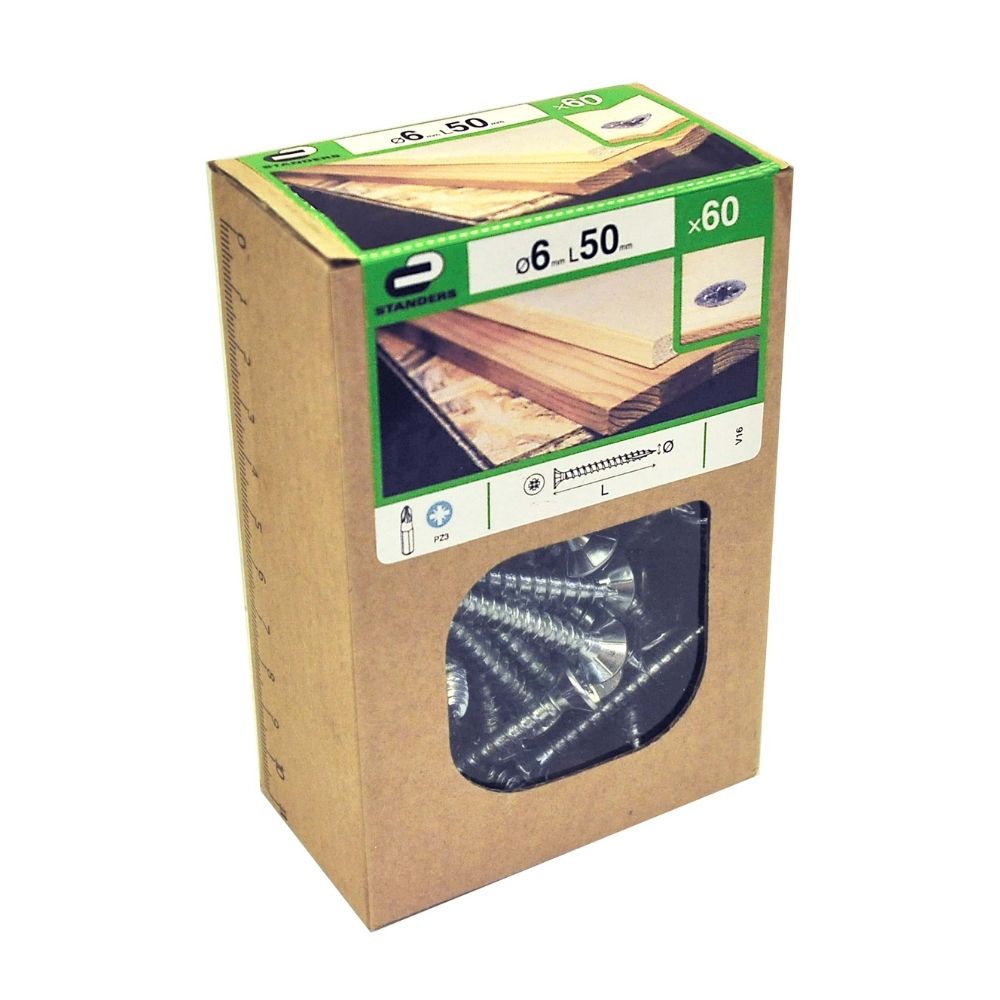 Tornillo Aglomerado Cs Pz Acero 6x50 60 unidades Standers