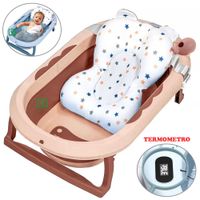 Bañera Tina de Baño Plegable Ballenita Con Termómetro Rosa