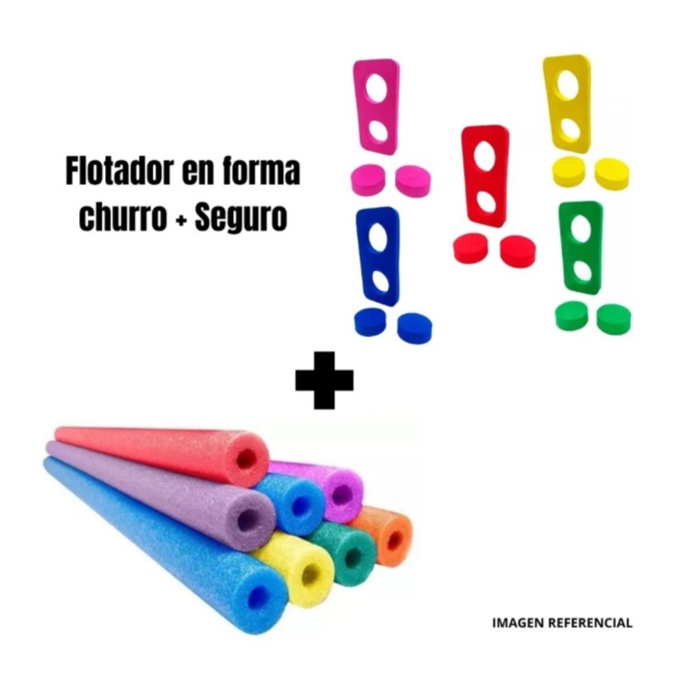 Churro Flotador Espuma para Piscina Con Seguro Multicolor