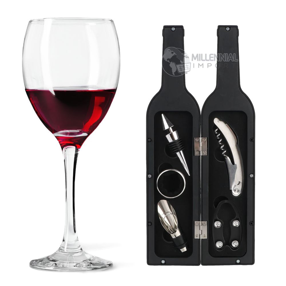Kit para Descorchar Vino 5 En 1 Forma De Botella