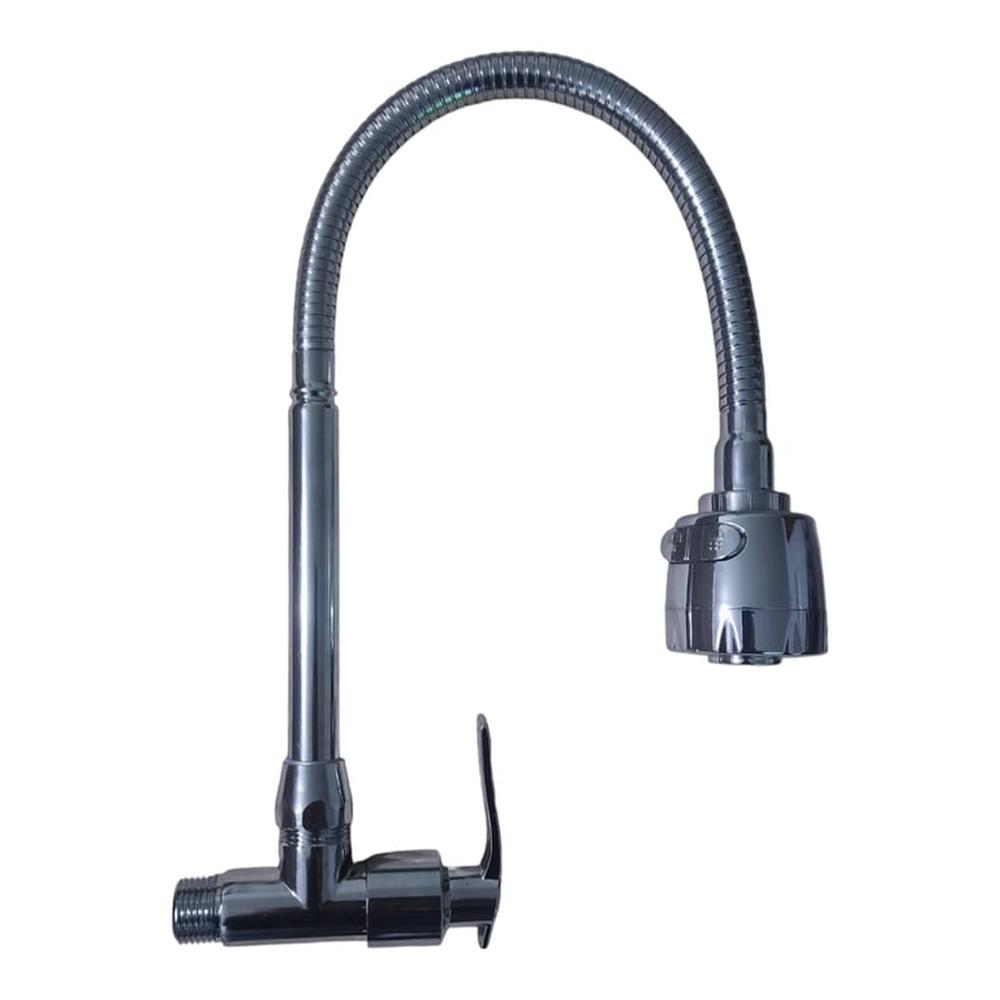 Caño Grifo Cocina Pared Cuello Flexible Cromado